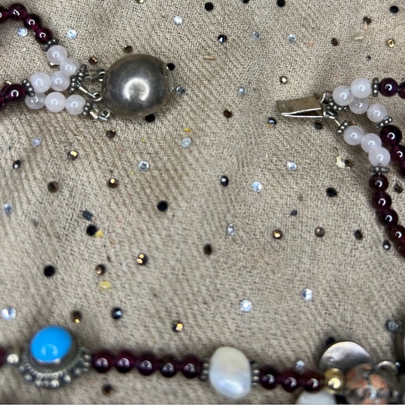 Vintage artesian amber & sterling silver 3 tiered Statement necklace - Picture 13 of 13